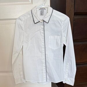 White Men's Shirt with Black Trim